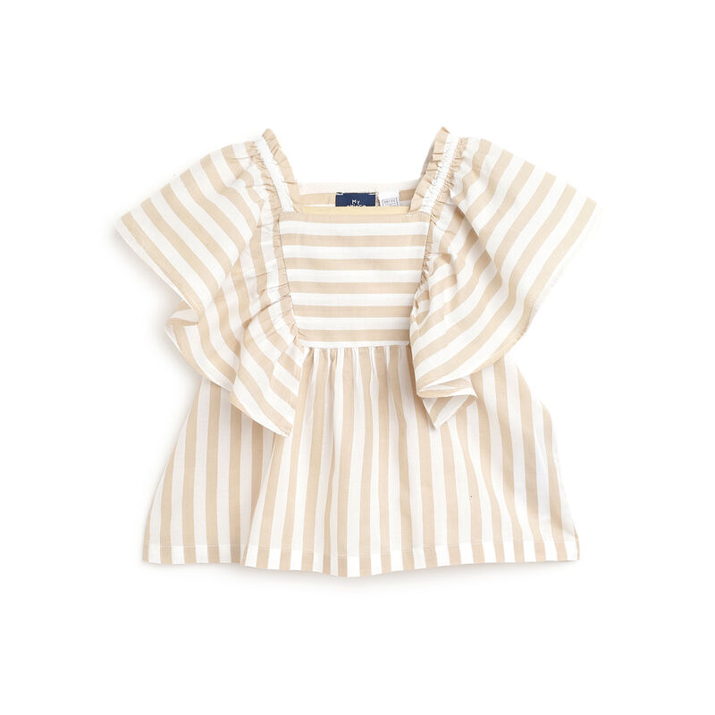 Girls Natural Striped Short Sleeve Top image number 0